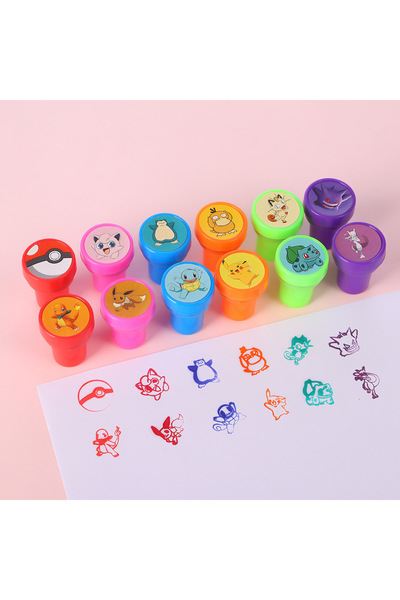 Choice1 12psc Mixed Pokemon Stamps Cute Pikachu Face Seal Painting for Kids Birthday Party Gifts Teacher Rew
