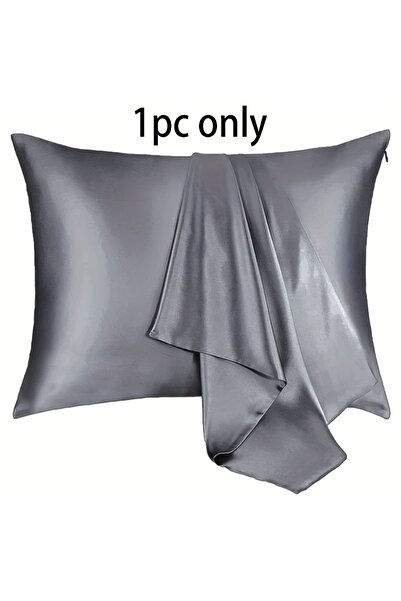 Choice غطاء وسادة ساتان رمادي داكن مقاس 500*750 مم، 21 مومي، 600 خيط، للشعر و...