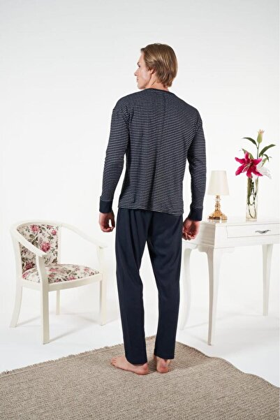 Estiva Men's Winter Striped Interlock Ribbed Pajama Set