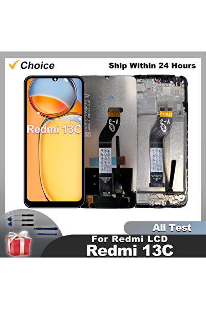 Choice شاشة IPS سوداء بإطار لهاتف Redmi 13C، رقم الموديل 23100RN82L، شاشة لمس...