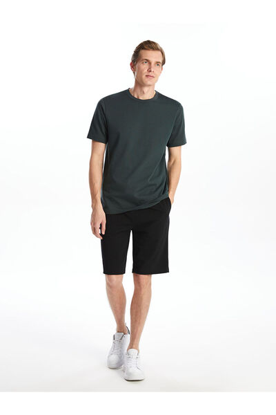 LC Waikiki Black Standard Fit Pique Men's Shorts