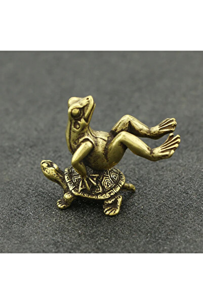 Choice تمثال صغير من النحاس الأصفر على شكل سلحفاة وضفدع، زخرفة مكتبية، زخرفة ...