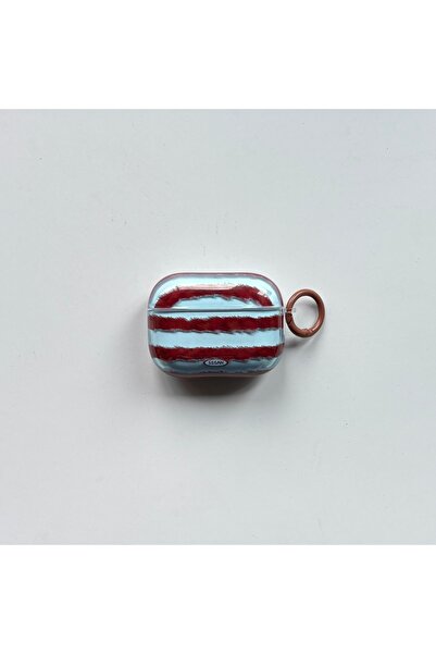 Choice لسماعات AirPods 2 أزرق رجعي عصري أحمر-بني مخطط غير واضح ملمس شفاف أزرق...