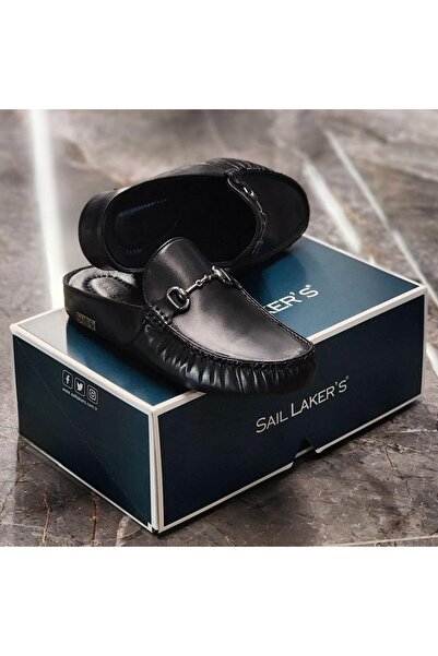 SailLakers Sail Lakers - Black Suede, Leather Men's House Slippers