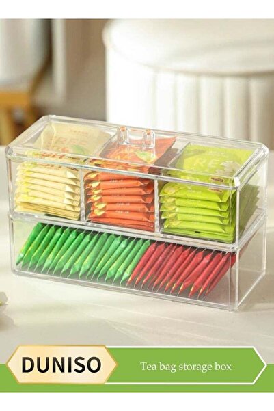 fun zone DUNISO Double Layer Tea Bag Organizer Storage Box