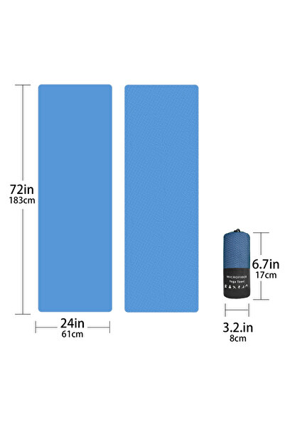 Choice 183x61cm Blue Mutao No-Slip Hot Yoga Towel with Bag, 24"x 72" No-Slip ...
