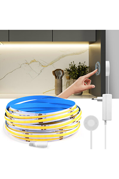 Choice 2 متر قابس أوروبي أبيض دافئ مزود بمخفف إضاءة يعمل باللمس ومفتاح تحريك يدوي مرن شريط إضاءة LED COB 12 فولت