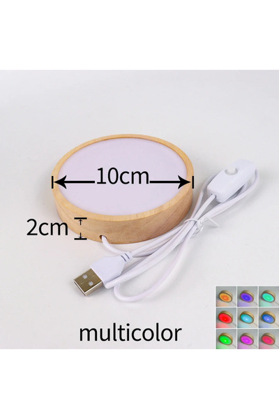 Choice multicolor-10cm 1pc 1-4Pcs Crystal Glass Wooden LED Light Display Base...