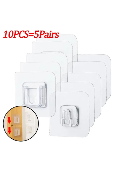 Choice L 10 قطع (5 أزواج) 1-10 أزواج خطافات حائط لاصقة على الوجهين خطافات شفا...