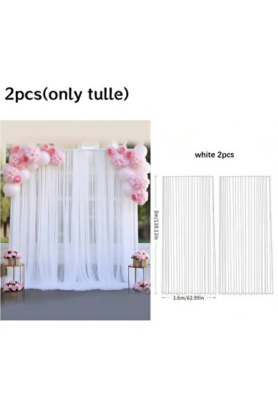 Choice tulle 2pcs 3pcs/set Tulle Backdrop Curtains, Optional Curtains Light, ...
