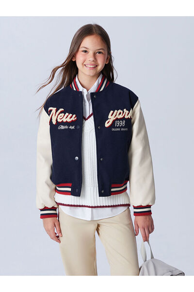 LC Waikiki Блискучі вибори від Shining Store | Нью-Йоркська вишита куртка для дівчаток-коледжів