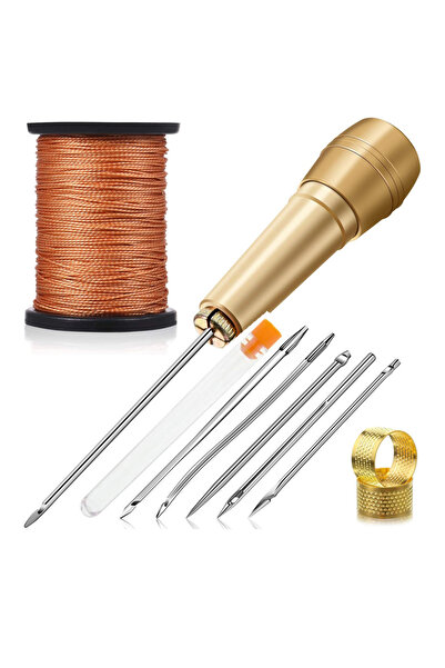 Choice Set A 11 Pieces of Handmade Leather Sewing Tools for Shoes and Leather Repairs, 6 Copper Handle Canv