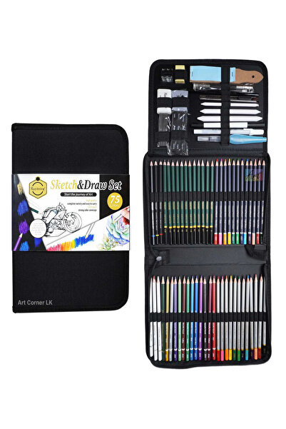 GLANCE Keep Smiling Drawing and Painting Set 75Pcs+ Sketchbook A5 120 Gr 50Yp-Drawing Book 180 Gr A5 20 Yp