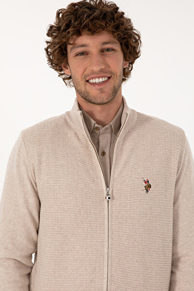 U.S. Polo Assn. Cardigan tricotat de bază Stone Melange pentru bărbați 50307800-VR225