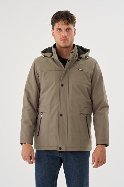 SİVAİST Erkek Krem %100 Su Ve Rüzgar Geçirmez Kürklü Çıkartılabilir Kapüşonlu...