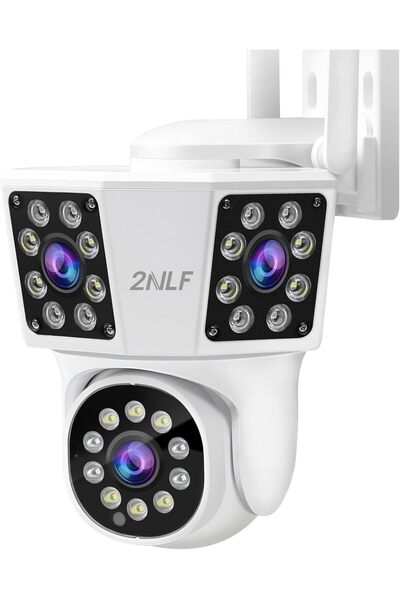 Generic 2NLF 4MP Outdoor Security Camera with 3-Lens, WiFi Security Camera with 360° Vision, Motion Detecti