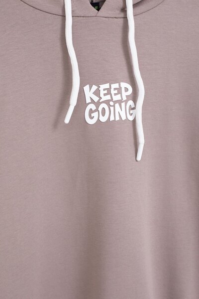 Cansın Mini Καφέ Σετ αθλητικής φόρμας για αγόρια Keep Going με γραμμές και κουκούλα 23419