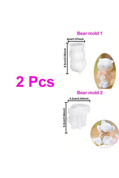 choice2 2 Pcs Bear Mold Adorable Bear Silicone Mold - DIY Cute Bear Perfect f...