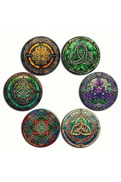 Choice 6 قطع 6 قطع 2D قواعد أكواب خشبية بنمط عقدة سلتيك موضوع سجاد عازل للطاو...