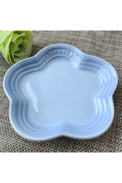 Choice Blue 1PC 5.5inch Plum Blossom Small Plate Sauce Plates French Cool Color Cake Dish Gradual Spit Bone