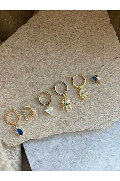 nunu takı مجموعة من ست قطع من الأقراط ذات طابع العين