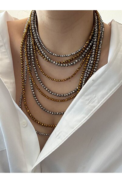 CHARMLUCKY Multiple Crystal Bead Necklace