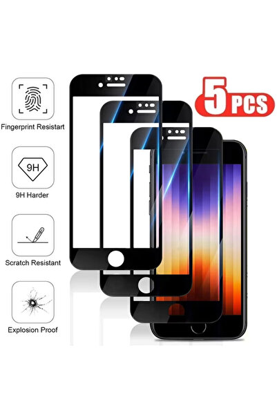 Choice1 5 قطع من واقي الشاشة حرير الأسود لهاتف آيفون 7 من NNBILI، و5 قطع من و...