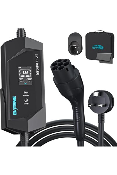 Generic شاحن EVPEIWE EV GBT إلى قابس 3 سنون بريطاني 13A 3.5kW، شاحن مركبات كه...