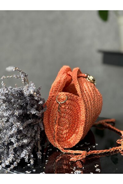 gulora Handmade Orange Paper String Bag – with Chain Strap & for Daily Use