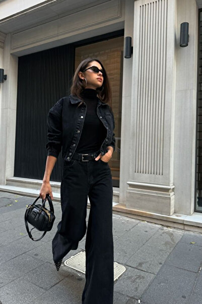 thesunfyre Women's Super High Waist Loose Leg Denim Jeans Palazzo Pants