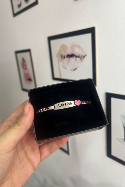 Seymaccessories Kız/Erkek Çocuk Kalp Detaylı Gümüş Renk Çelik Çocuk Künyesi