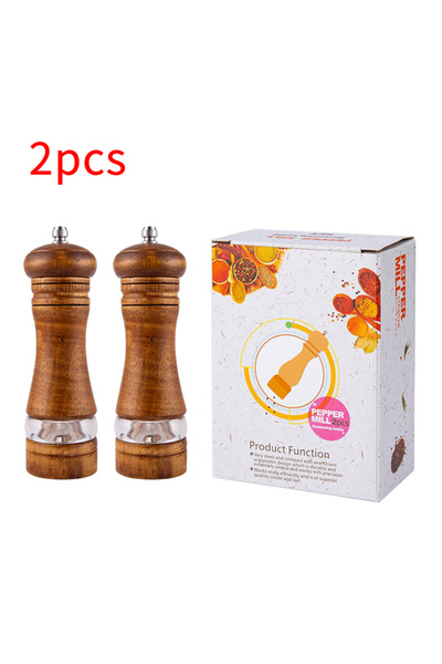 Choice 2 قطعة 1 قطعة مطحنة فلفل يدوية؛ أكريليك وخشب مطاطي قلب سيراميك مسحوق فلفل مطحون طازج