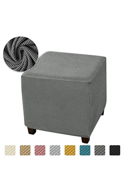 Choice DarkGrey StoolCover 1PC Elastic Square Ottoman Cover Polar Fleece Foot...