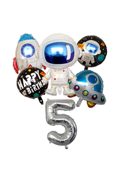 Choice Other Number 5 Outer Space Astronaut Rocket Theme Balloons Baby Boy Bi...