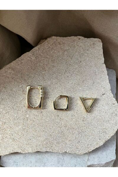 nunu takı مجموعة أقراط ثلاثية هندسية من YSX Jewelry