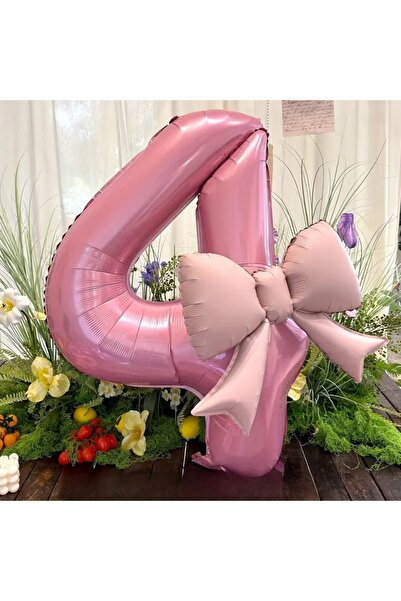 DÜVENCİ TİCARET İki Parça Büyük Pembe Sayı Kurdele Folyo Balon Seti
