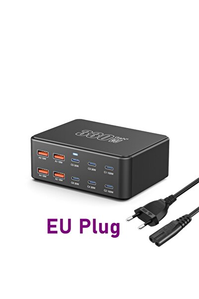 Choice مقبس EU 330W Gan عالمي 10 منافذ USB من النوع C PD 100W شاحن QC3.0 محطة...