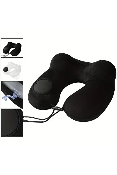Choice black 1 press type inflatable pillow U-shaped pillow, foldable U-shape...