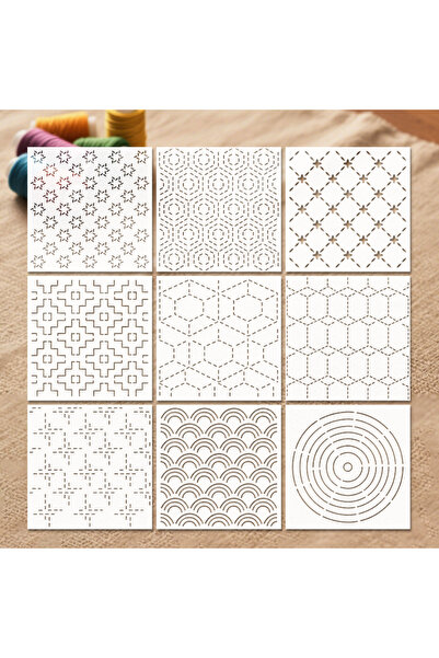 Choice 9 قطع YOMDID 9 قطع قوالب تطريز Sashiko قوالب خياطة PET قابلة لإعادة ال...