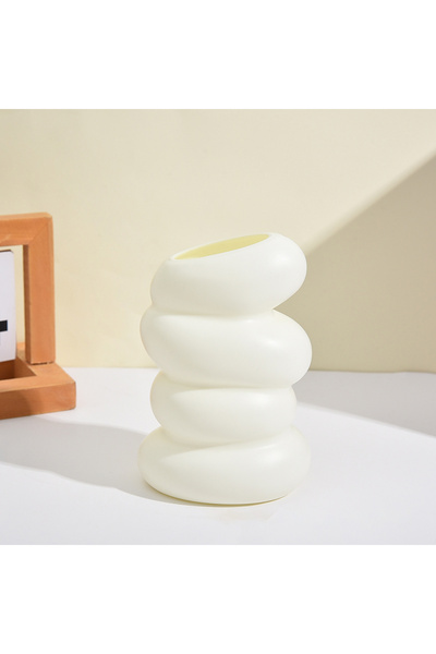 Choice 1 قطعة مزهرية حديثة بسيطة بيضاء على شكل دائرة لولبية لغرفة النوم أو غرفة المعيشة أو طاولة القهوة أو سطح المكتب أو كديكور ف