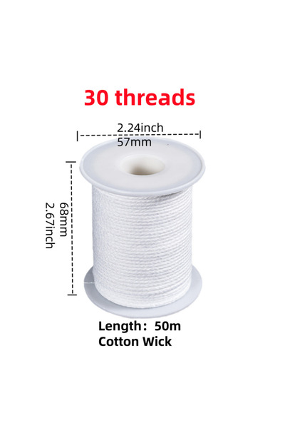 Choice 30 قطن 50 م 50/61 متر فتيل شمعة قطني 21-45 خيط فتائل صديقة للبيئة منخف...