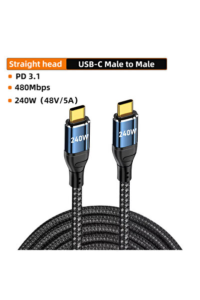 Choice كابل USB من النوع C بطول 0.5 متر وقوة 240 واط، يدعم الشحن فائق السرعة ...