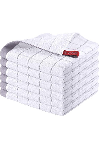 Choice مجموعة من 6 قطع من مناشف المطبخ البيضاء المصنوعة من القطن 100٪، مناشف ...