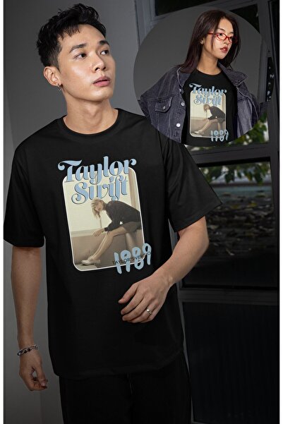 Fuddy Moda تي شيرت مطبوع عليه صورة تايلور سويفت 1989 للجنسين، تي شيرت كبير ال...