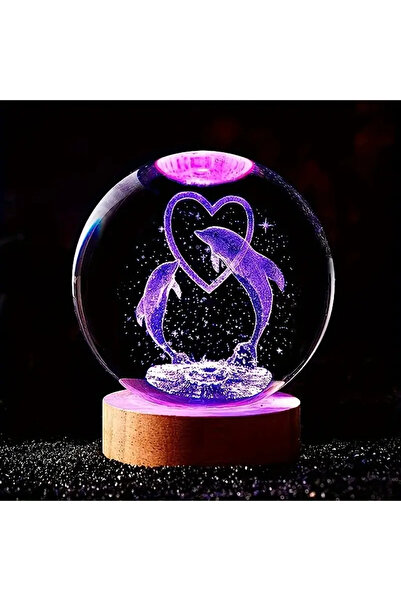 Choice دولفين 1pc 3D دولفين كرة بلورية ملونة إضاءة ليلية، هدية عيد ميلاد للصد...