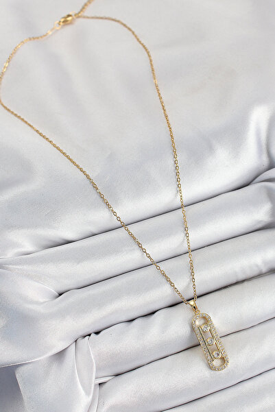 Genel Markalar 316L Çelik Zirkon Taşlı Messika Model Gold Renk Kadın Kolye - ...