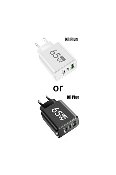 Choice رأس الشحن السريع WHITE KR GAN 65W USB قابس أوروبي qc3.0 EU KR PD مناسب لـ