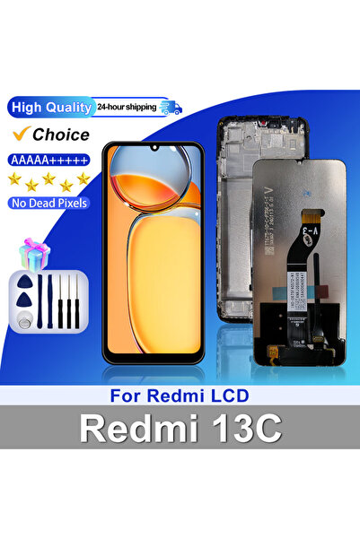 Choice شاشة LCD سوداء مع إطار لهاتف Redmi 13C مع محول رقمي لشاشة اللمس 23100R...