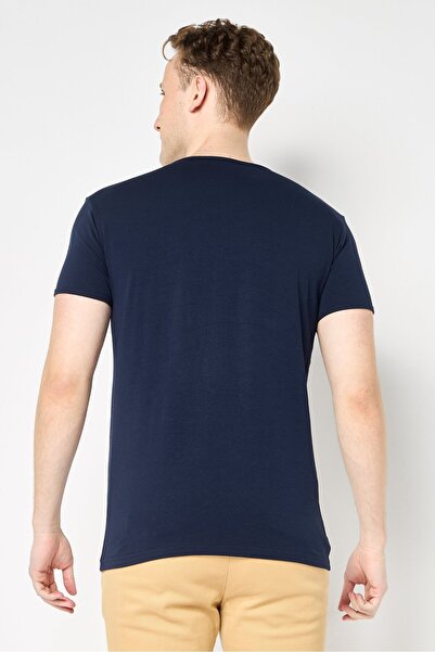 Cavalli Class Men Crew Neck Short Sleeve Brand Logo T-Shirt, Navy