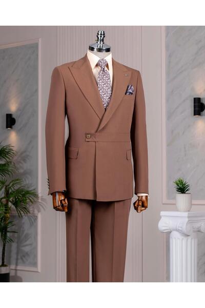 TerziAdemAltun Italian Style Slim Fit Jacket Pantalon Suit Brown T14381